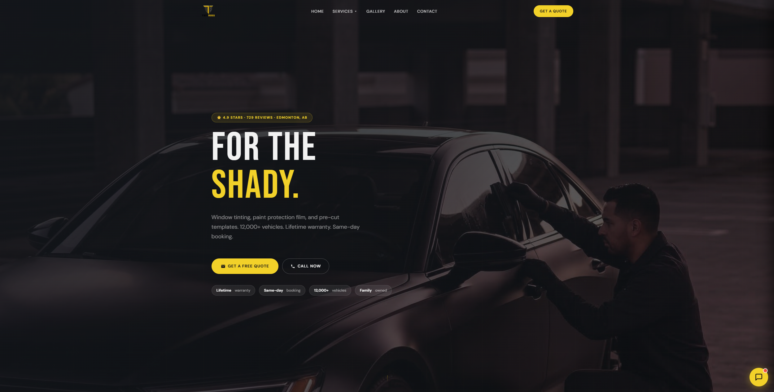 Mobile tint shop landing page built by Zion Commerce Alberta